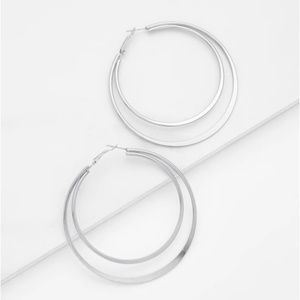 Silver Double Hoop Earrings